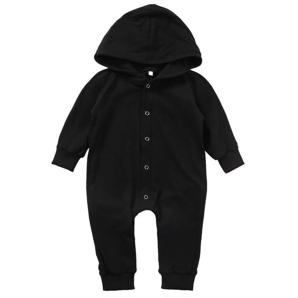 Long Sleeve Black Button Romper