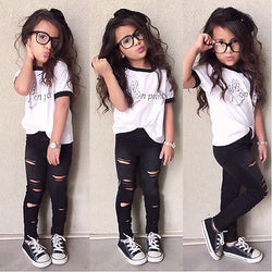 T-shirt Top with Ripped Legging Pants