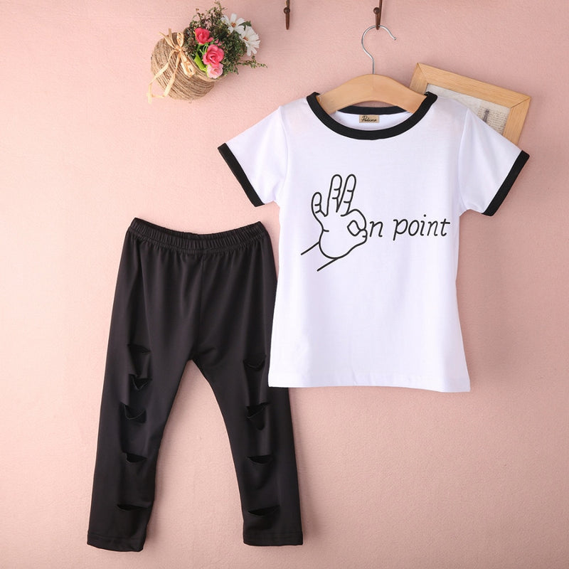 T-shirt Top with Ripped Legging Pants