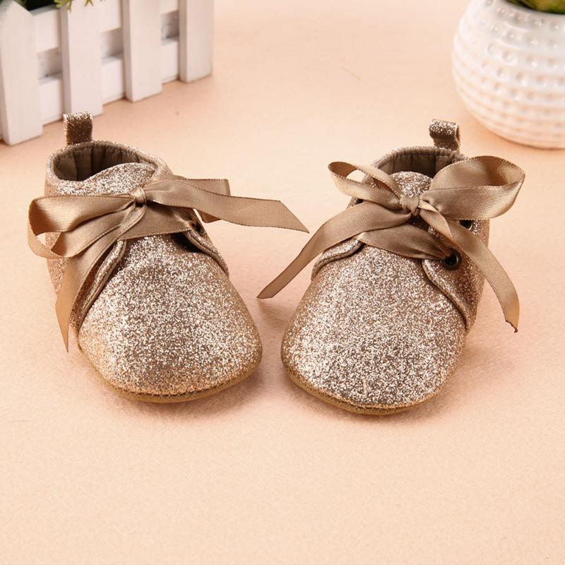 Ribbon Lace Up Glitter Shoes