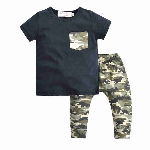 Camo short sleeve top with Camo pants