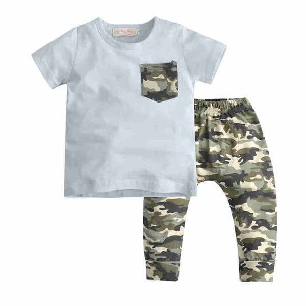 Camo short sleeve top with Camo pants