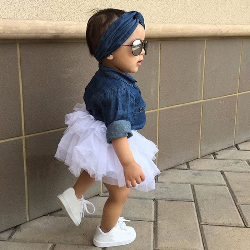 Denim T-shirt, Tutu Skirt, and Headband