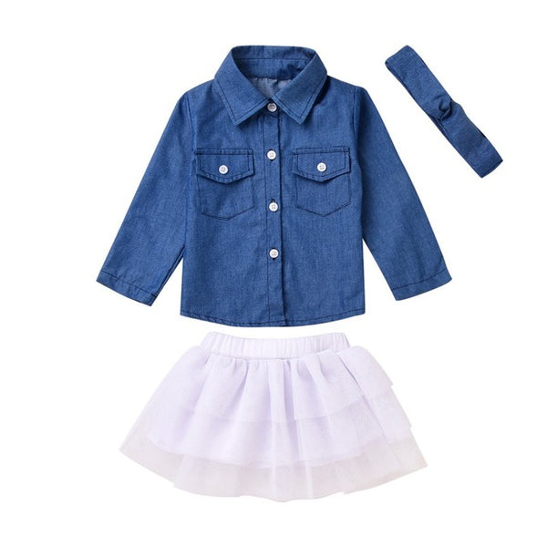 Denim T-shirt, Tutu Skirt, and Headband