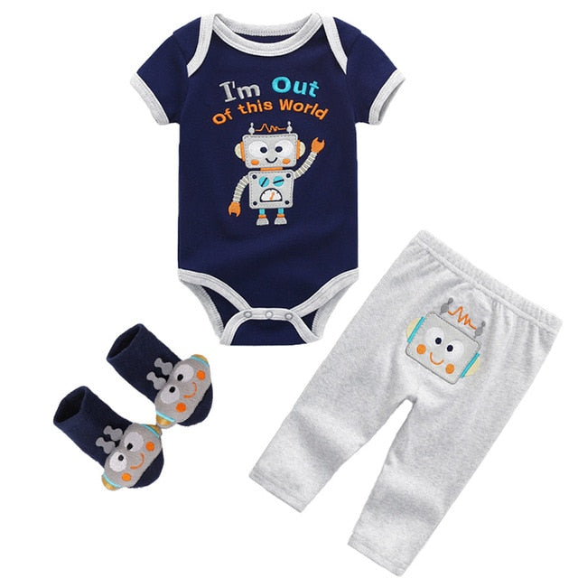 Short Sleeve Romper with matching pants and socks