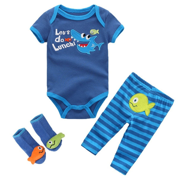 Short Sleeve Romper with matching pants and socks