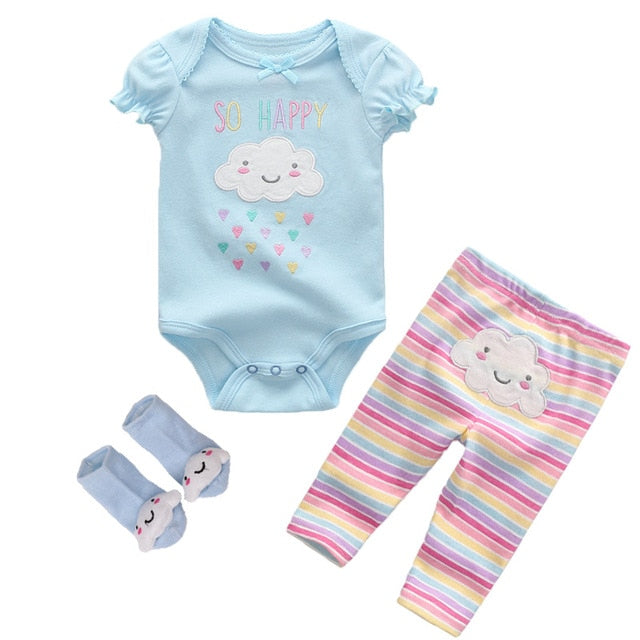 Short Sleeve Romper with matching pants and socks