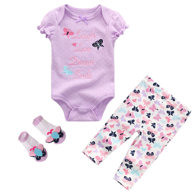 Short Sleeve Romper with matching pants and socks