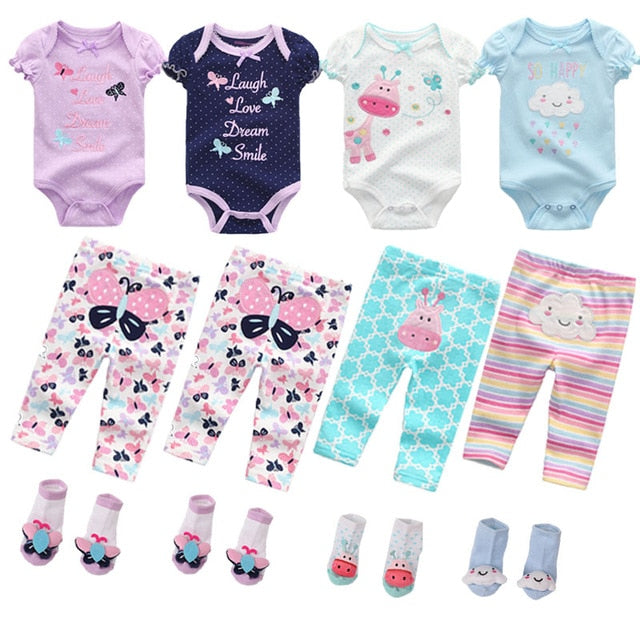 Short Sleeve Romper with matching pants and socks