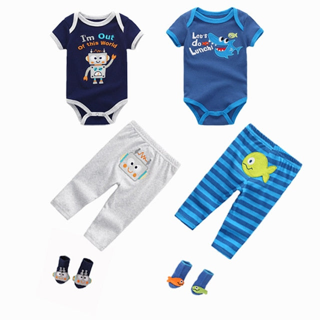 Short Sleeve Romper with matching pants and socks
