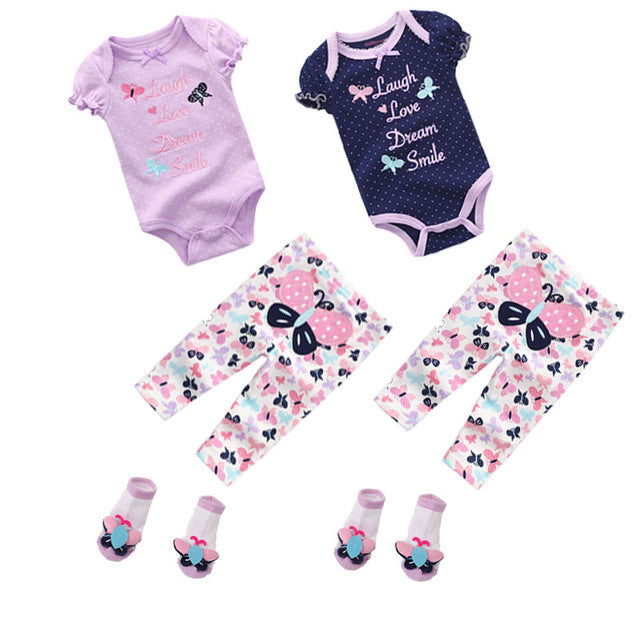Short Sleeve Romper with matching pants and socks