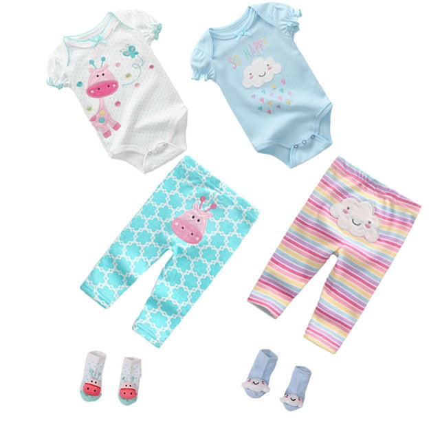 Short Sleeve Romper with matching pants and socks