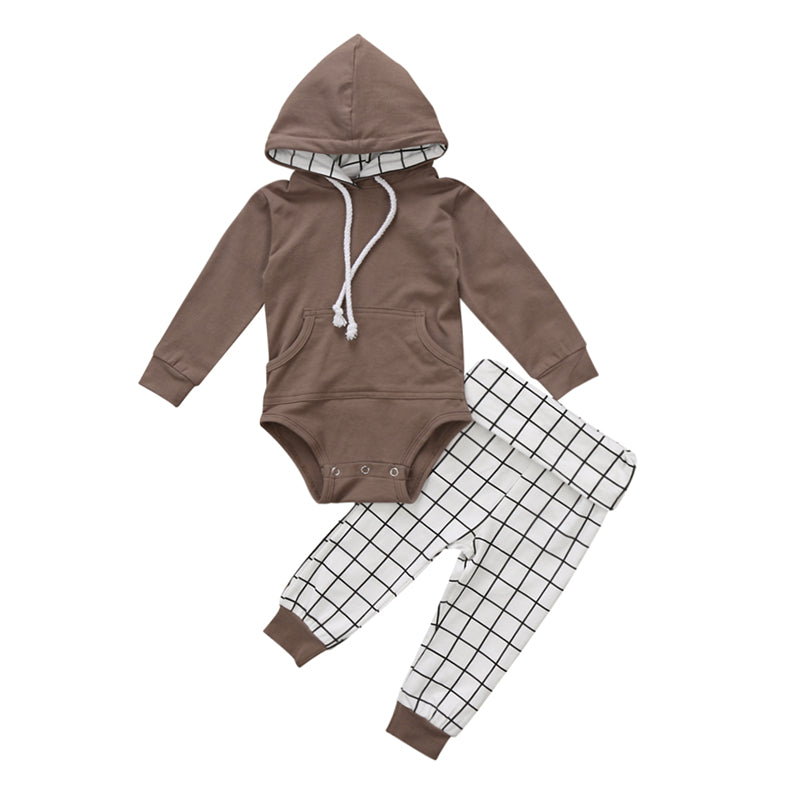 Hoodie with Plaid Pants Set