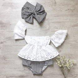 Top, Stripe Shorts and headband