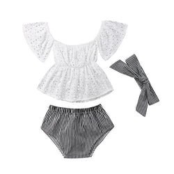 Top, Stripe Shorts and headband