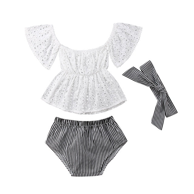 Top, Stripe Shorts and headband