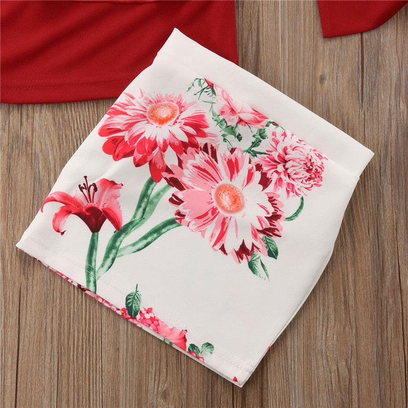 Off the Shoulder Top with High Waist Floral Skirt and Headband