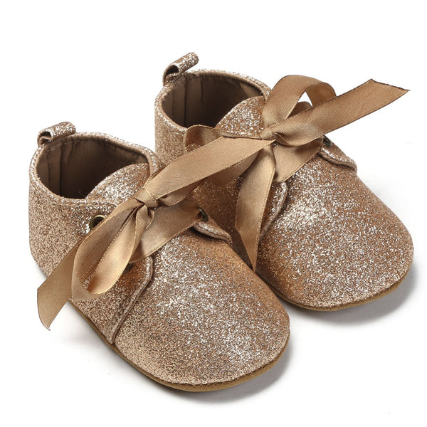 Ribbon Lace Up Glitter Shoes