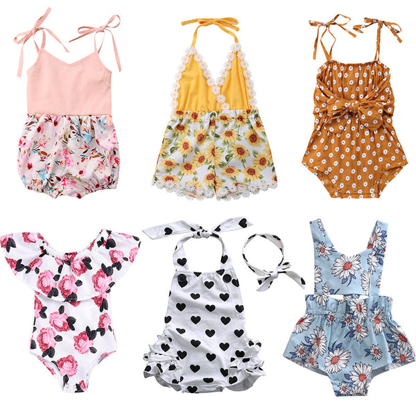 Summer Sleeveless Flower Rompers