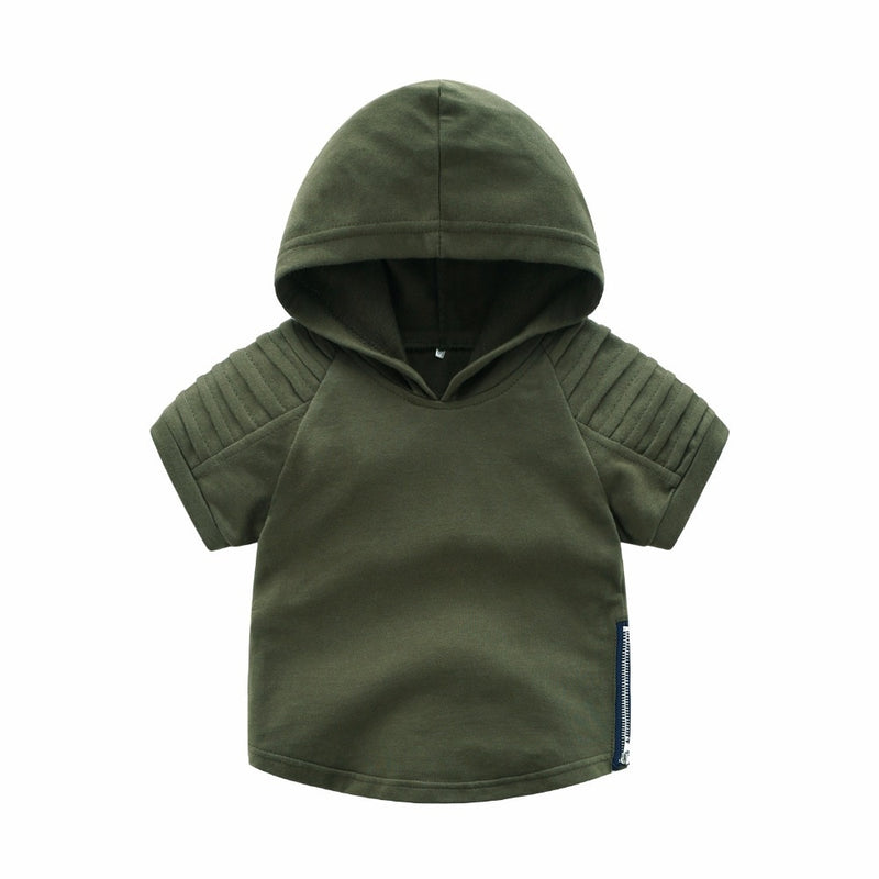 Short sleeve hooded top with matching pants