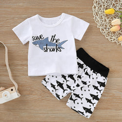 Summer Shark T-Shirt Top and Shorts