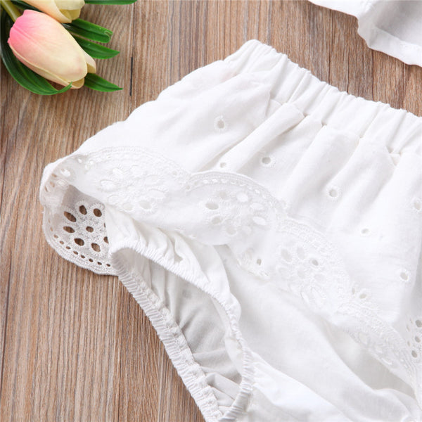 Lace Strap Backless Top with Skirt