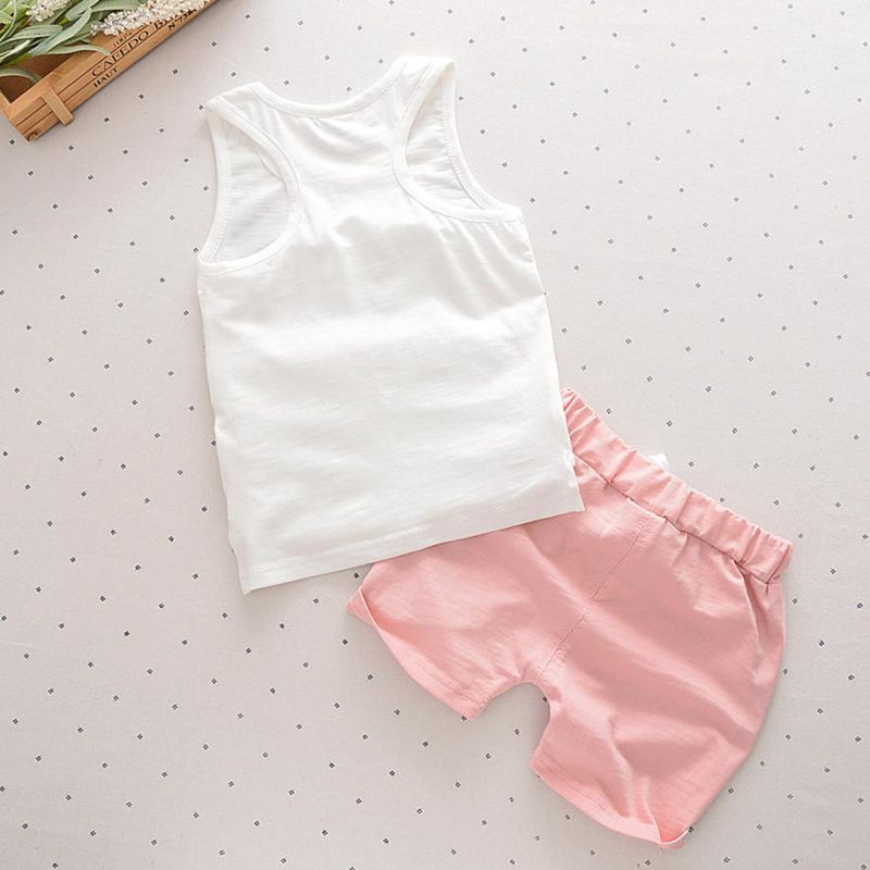 Summer 2Pcs Cat Print Tank with Shorts