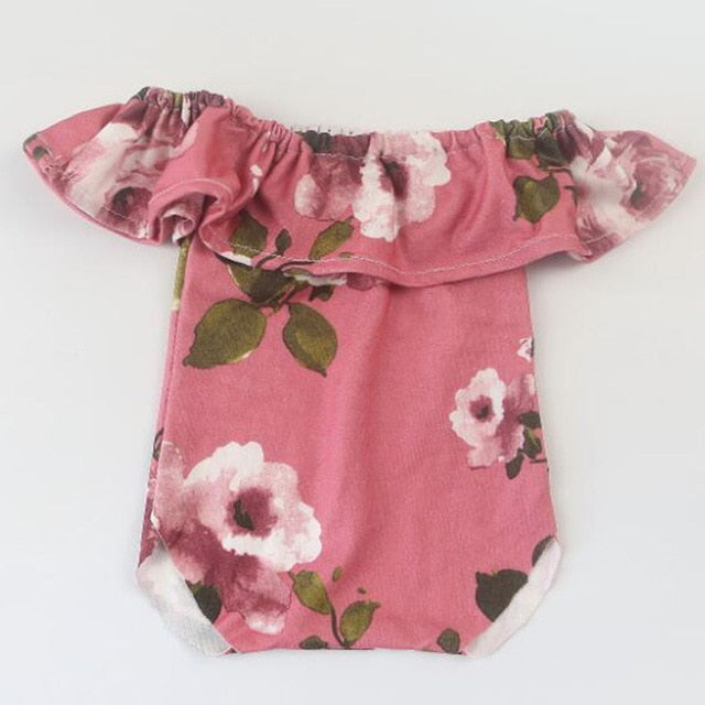 Newborn off the shoulder floral romper